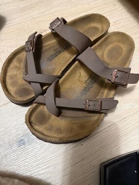 Birkenstock Brown Leather Crisscross Strap Sandals
